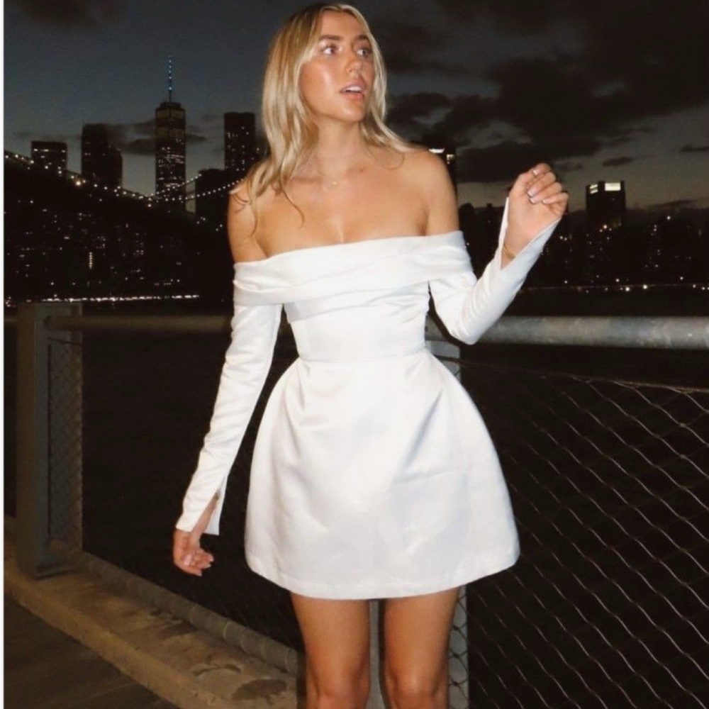 Odd Muse The Ultimate Muse Satin Bardot Mini Dress | White